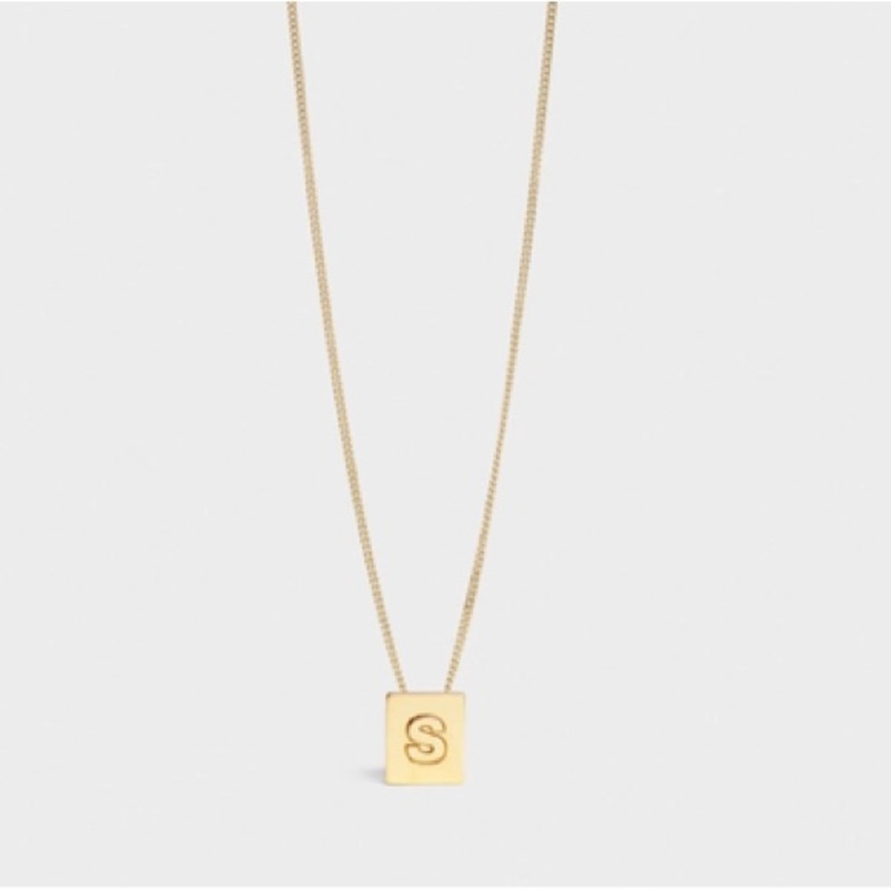 CELINE …Alphabet Initial S Necklace In Brass With Gold Finish - Picture 4 of 6